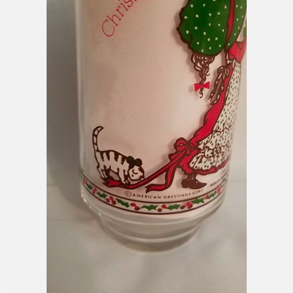 Vintage HOLLY HOBBIE Christmas COCA COLA Glass - LIMITED ED HOLLY with Green Hat - Picture 6 of 9